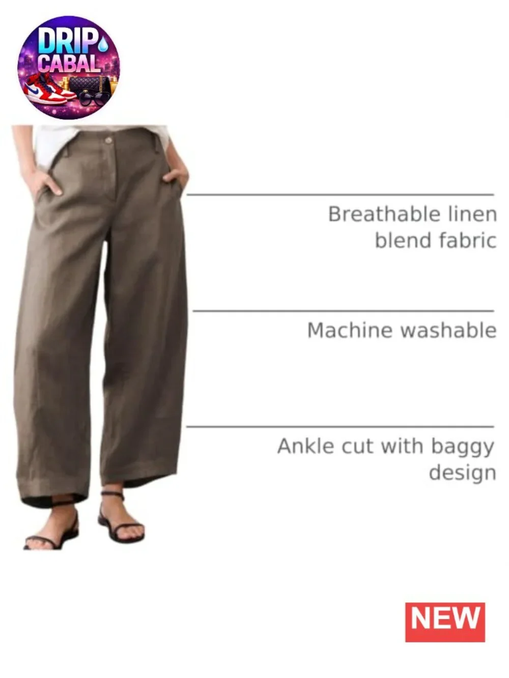 Linen Capri Wide Leg Palazzo Pants